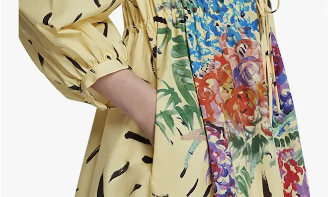 Bali Painted By Gathered V Neck Dress