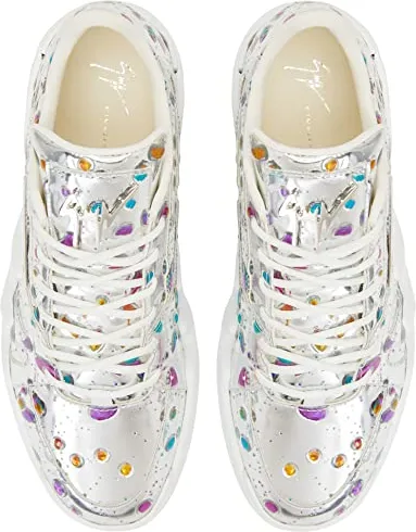 Giuseppe Zanotti, Talon Low Top Sneakers in Silver